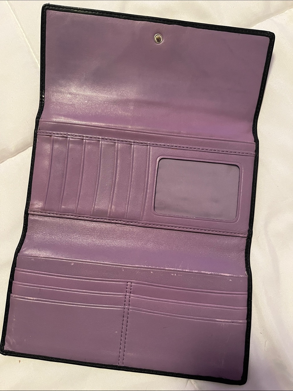 Coach Black Leather Continental Wallet with Contrast Stitching 8 x 4 - Picture 3 of 5